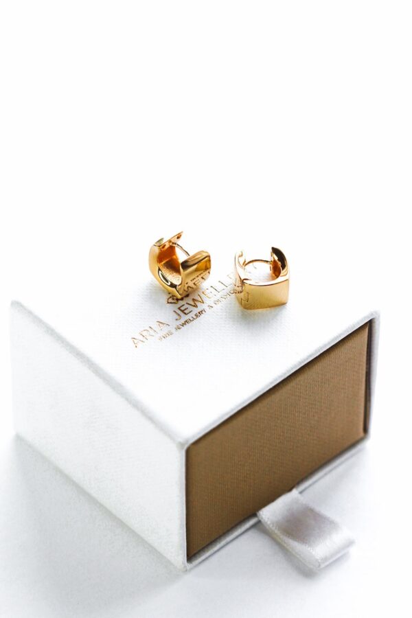 Gold Contemporary Cube Huggies Earrings