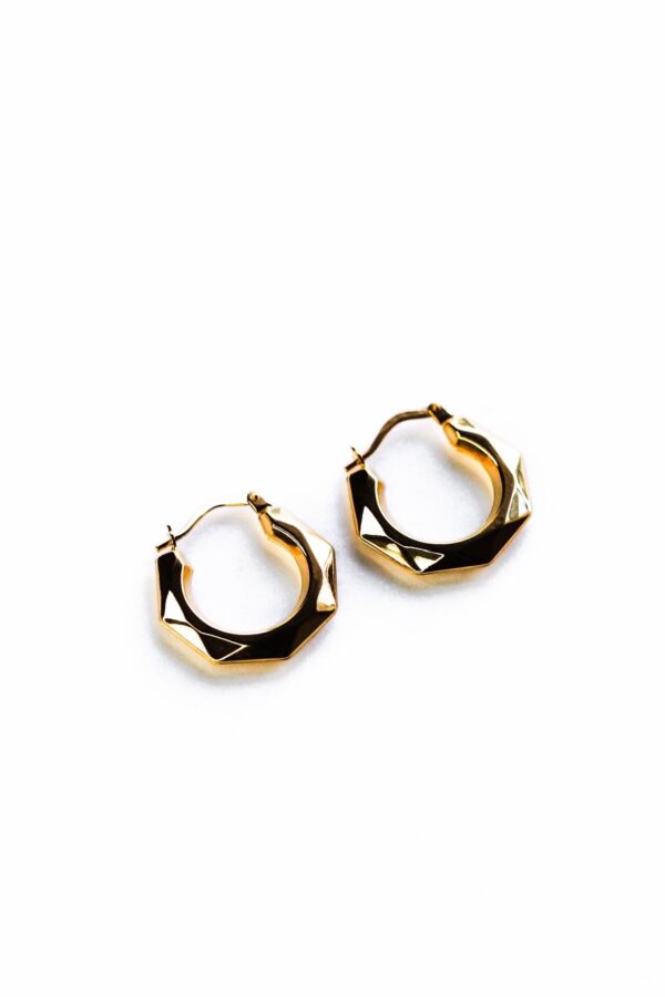 Gold Faceted Creole Hoop Earrings