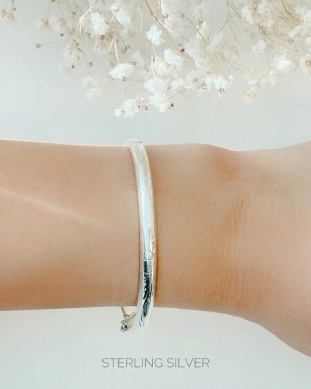 Silver Hinged Engraved Bangle