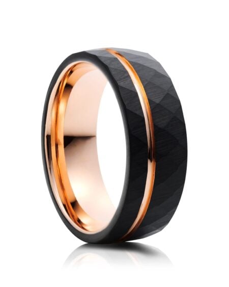 Tungsten Ring Black With Rose Gold