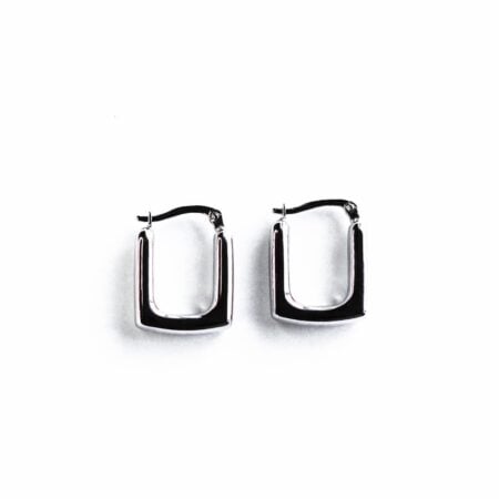 Gold Contemporary Square Huggies Earrings