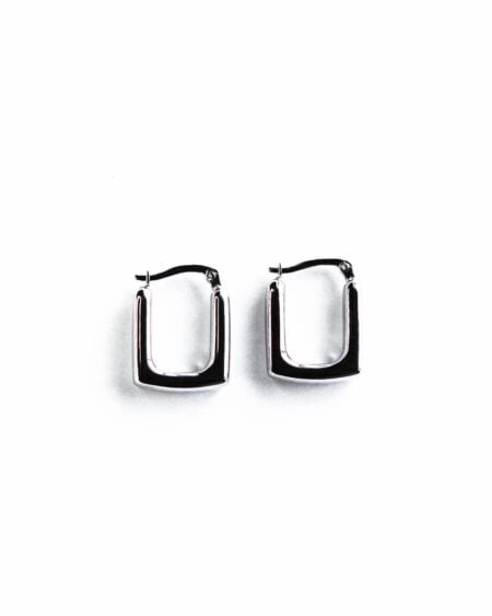 Gold Contemporary Square Huggies Earrings