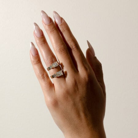 2ct Emerald Lab Diamond Side Stone Ring