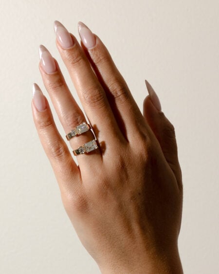 2ct Emerald Lab Diamond Side Stone Ring