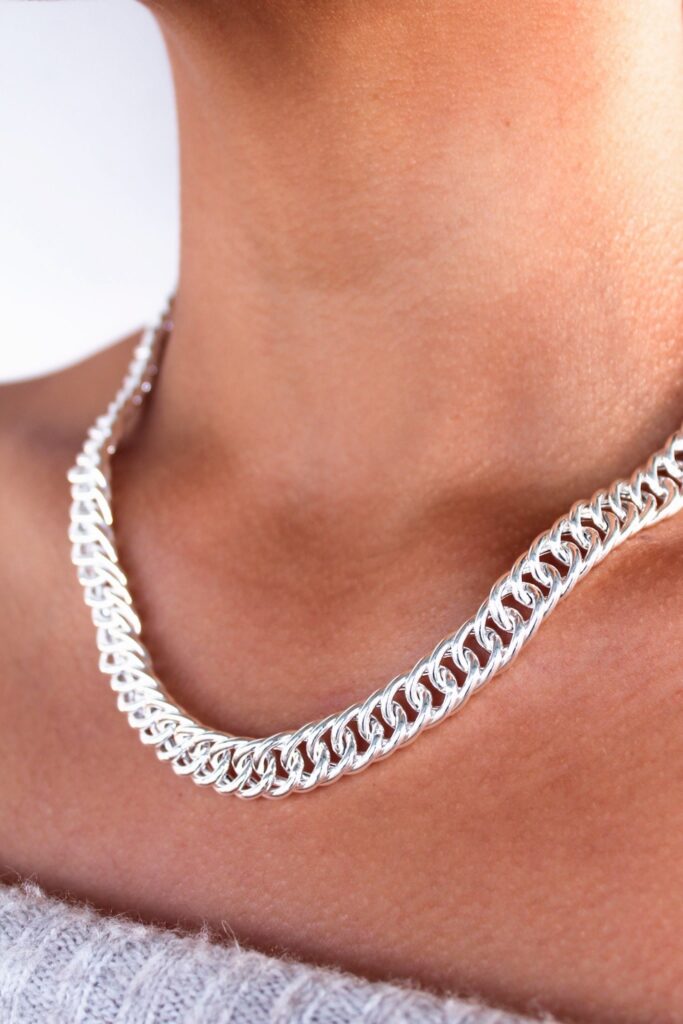 Hollow Silver Double Round Curb Chain