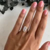 Emerald Cut Moissanite Bezel Halo Ring