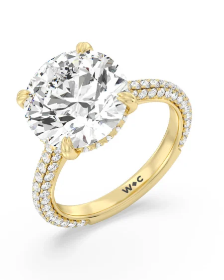 Studded Gallery 3ct Round Moissanite Engagement Ring