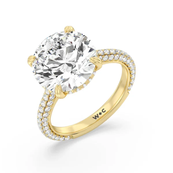 Studded Gallery 3ct Round Moissanite Engagement Ring