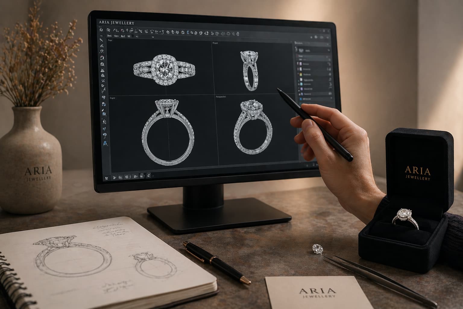 Bespoke engagement ring 3D CAD design