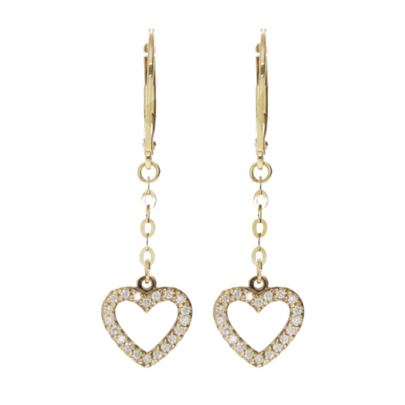 Heart Lab Diamond Earrings Yellow Gold