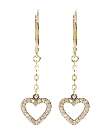 Heart Lab Diamond Earrings Yellow Gold