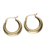 Pattern 9k Gold Hoop Earrings