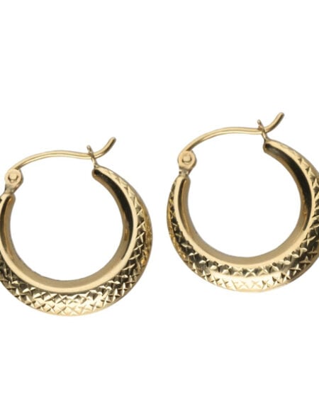 Pattern 9k Gold Hoop Earrings