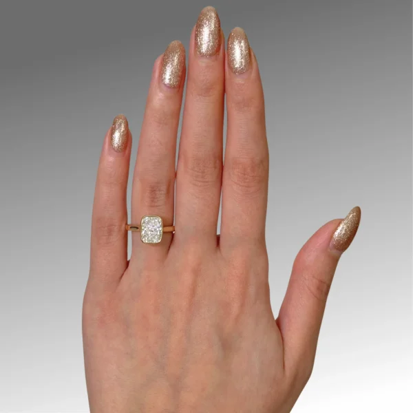 4ct Elongated Cushion Cut Lab-Created Diamond Engagement Ring South Africa Aria Jewellery Yellow Gold