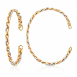 9ct Gold Three Tone Open Pleated Bangle