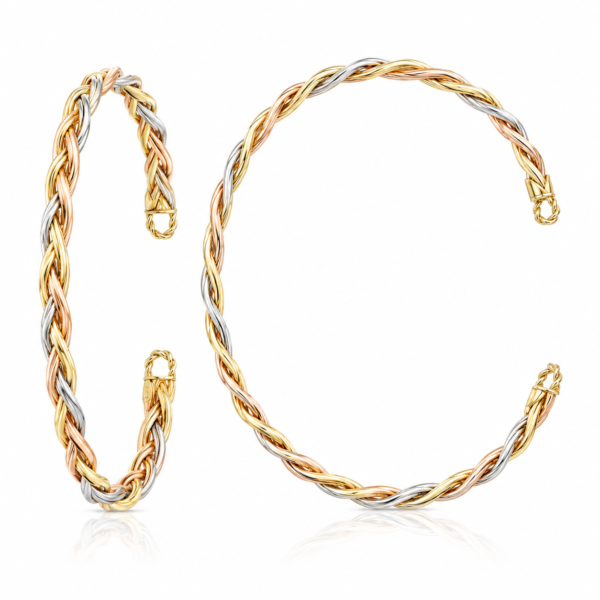 9ct Gold Three Tone Open Pleated Bangle