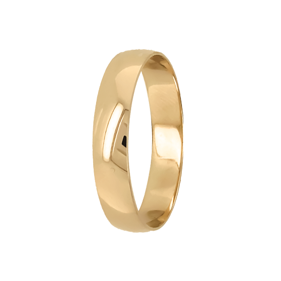 9ct Light Gold Comfort Fit Wedding Band (4mm)