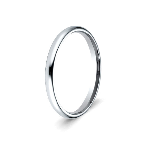 9ct White Gold Light Comfort Fit Wedding Band (2mm)