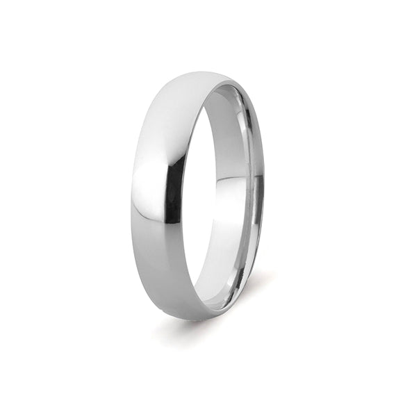 9ct White Gold Light Comfort Fit Wedding Band (5mm)