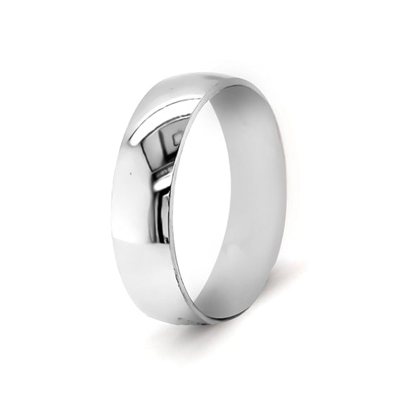 9ct White Gold Light Comfort Fit Wedding Band (6mm)