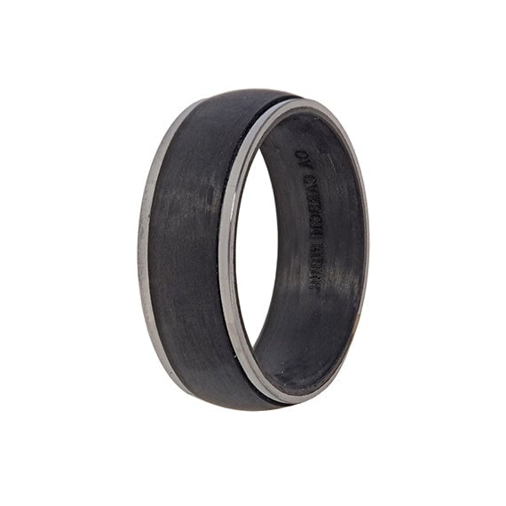 Black Carbon Fibre with Titanium Edges Wedding Band (8mm)