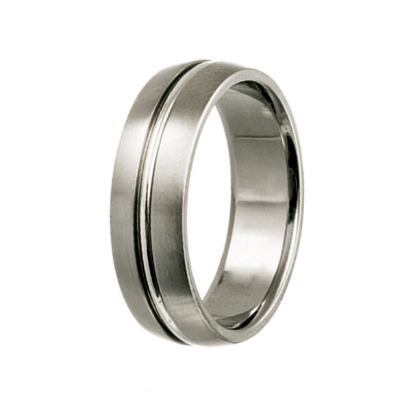 Titanium with Silver Centre Line Inlay Wedding Band (7mm)