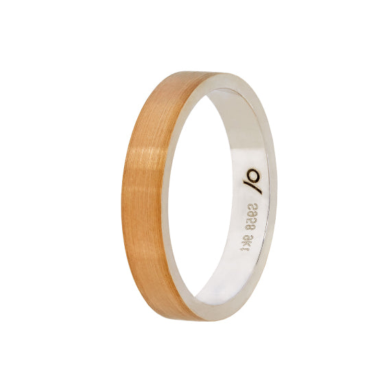 9ct Gold & Silver Wedding Band, Flat Brushed (4mm)