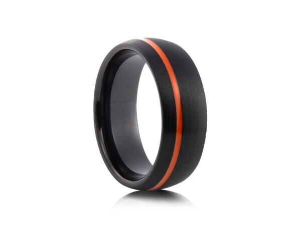 8mm Polished Tungsten Ring with Grooved Centre Band
