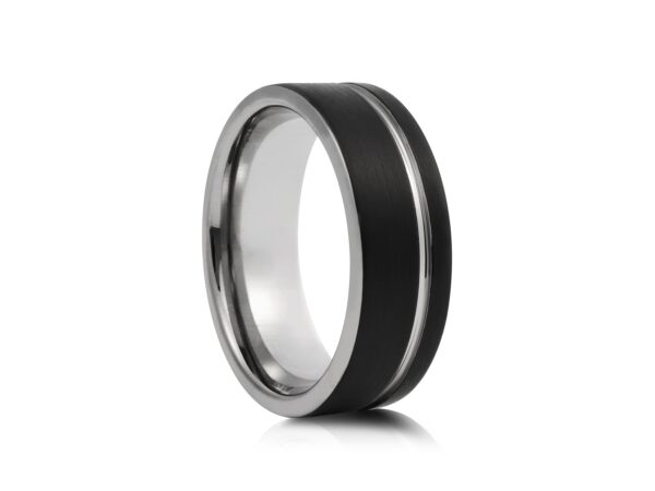 8mm Two-Tone Tungsten Ring, Brushed with Polished Edges