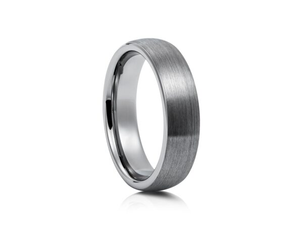 6mm Two-Tone Tungsten Ring, Brushed with Polished Edges