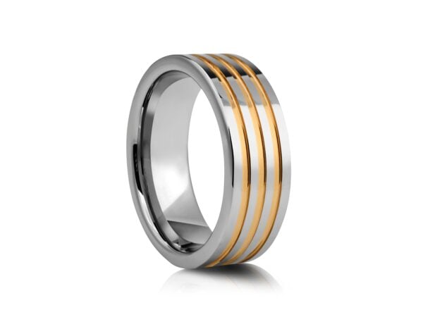8mm Tungsten Ring with Gold Plating