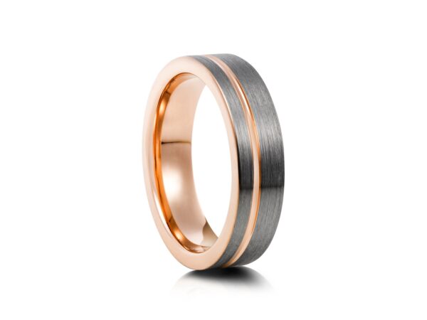6mm Two-Tone Tungsten Ring, Brushed with Polished Centre Band