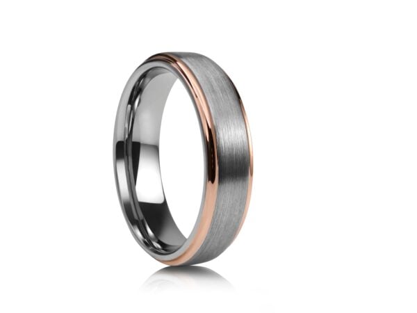 6mm Black Tungsten Ring with Gold Edges