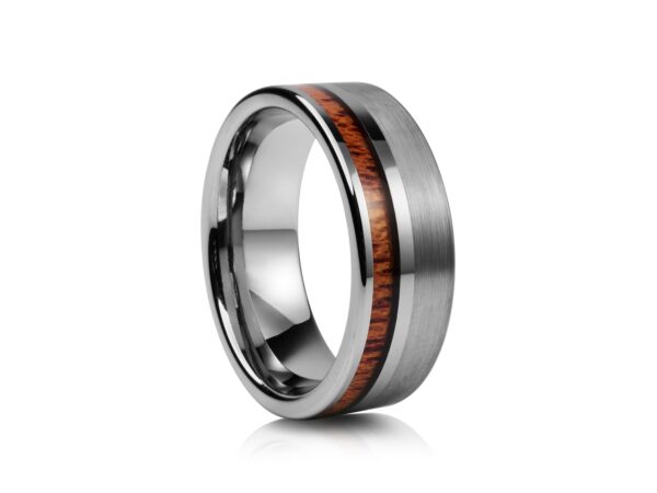 8mm Matt Tungsten Ring with 2mm Cherry Wood Inlay
