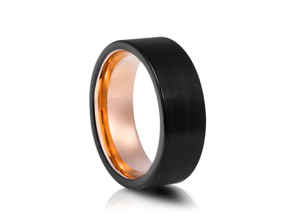 8mm Flat Band Black Tungsten Wedding Ring