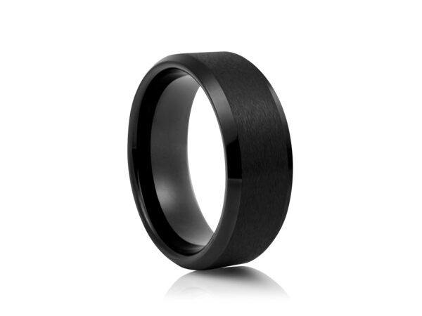 8mm Black Bevelled Edges Tungsten Ring