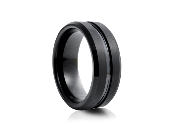 8mm Brushed with Polished Centre Tungsten Ring