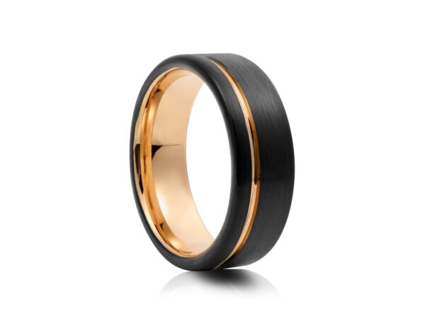 8mm Matt Black and Rose Gold Plating Tungsten Ring