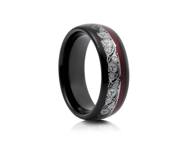 8mm Black Plated Guitar String Tungsten Ring