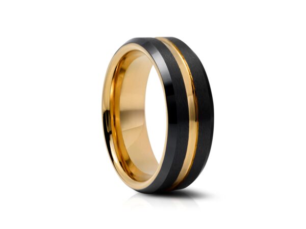 8mm Black And Gold Plated Tungsten Wedding Ring