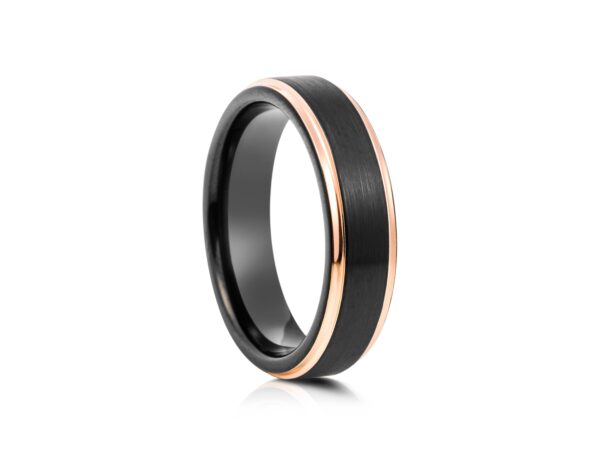 6mm Rose Gold Plated Tungsten Ring with Carbon Fibre Inlay