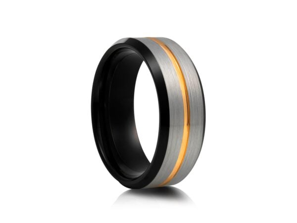 8mm Black Tungsten Ring with Brushed Edges