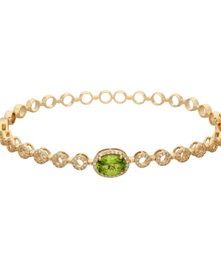 14ct Gold Diamond Peridot Bangle