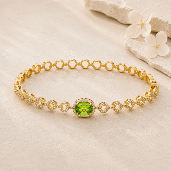14ct Gold Diamond Peridot Bangle South Africa