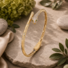 18ct Gold Diamond and Emerald Bangle