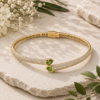 9ct Gold Peridot and Diamond Bangle