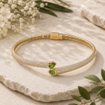 9ct Gold Peridot and Diamond Bangle