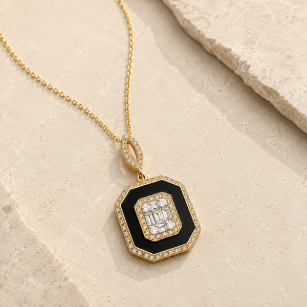 9ct-gold-onyx-baguette-diamond-necklace