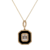 9ct Gold Onyx Baguette Diamond Necklace