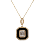 9ct Gold Onyx Baguette Diamond Necklace